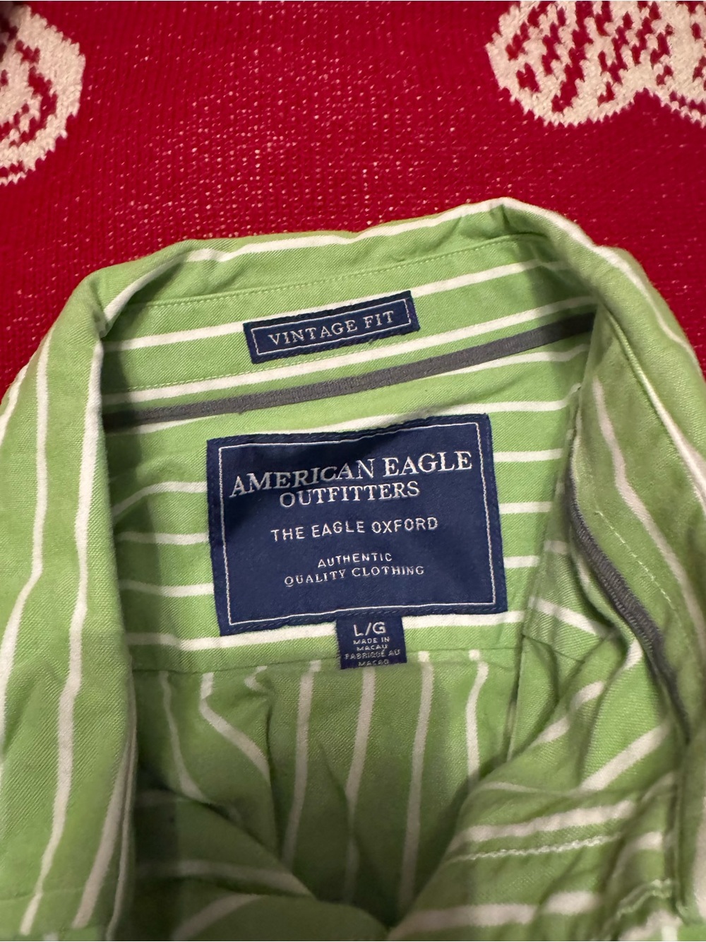 American Eagle Outfitters Green and White Striped Button-Down Shirt